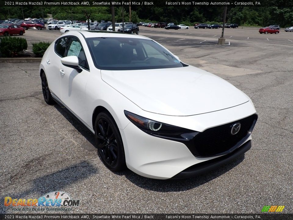 2021 Mazda Mazda3 Premium Hatchback AWD Snowflake White Pearl Mica / Black Photo #3