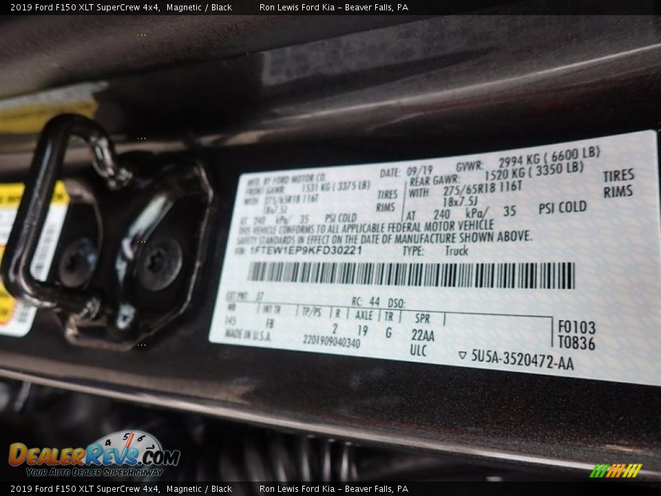 2019 Ford F150 XLT SuperCrew 4x4 Magnetic / Black Photo #15