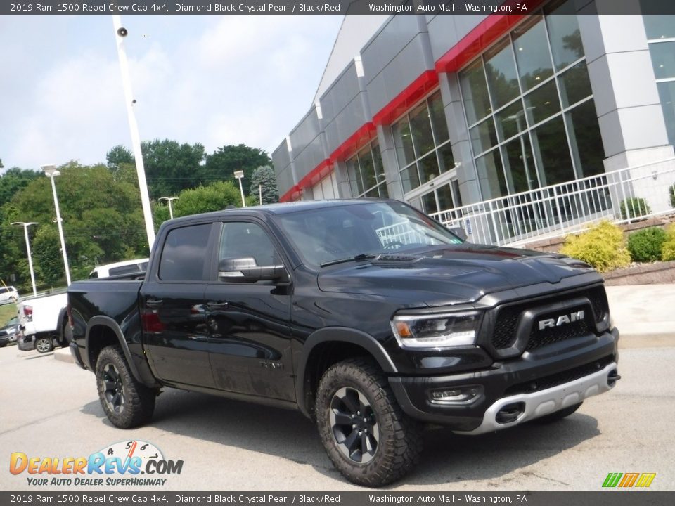 2019 Ram 1500 Rebel Crew Cab 4x4 Diamond Black Crystal Pearl / Black/Red Photo #1