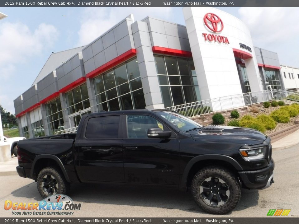 2019 Ram 1500 Rebel Crew Cab 4x4 Diamond Black Crystal Pearl / Black/Red Photo #2