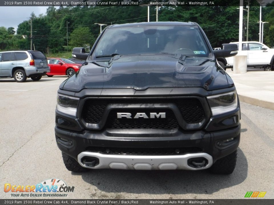 2019 Ram 1500 Rebel Crew Cab 4x4 Diamond Black Crystal Pearl / Black/Red Photo #10