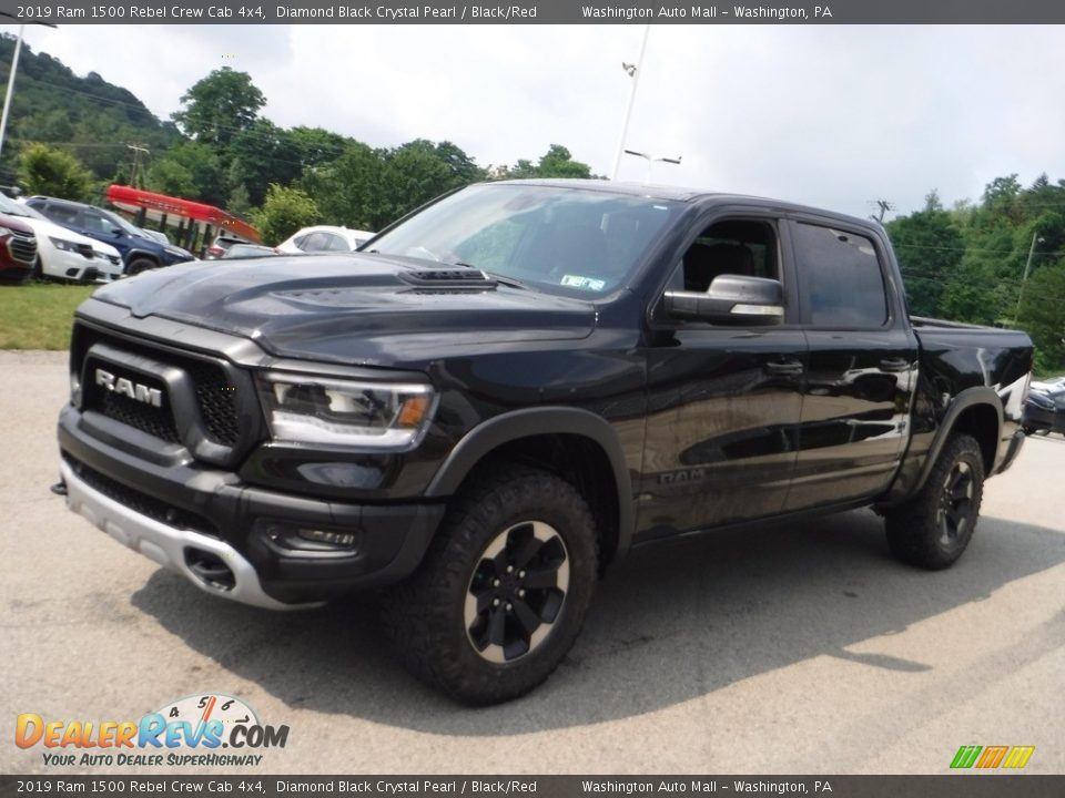 2019 Ram 1500 Rebel Crew Cab 4x4 Diamond Black Crystal Pearl / Black/Red Photo #11