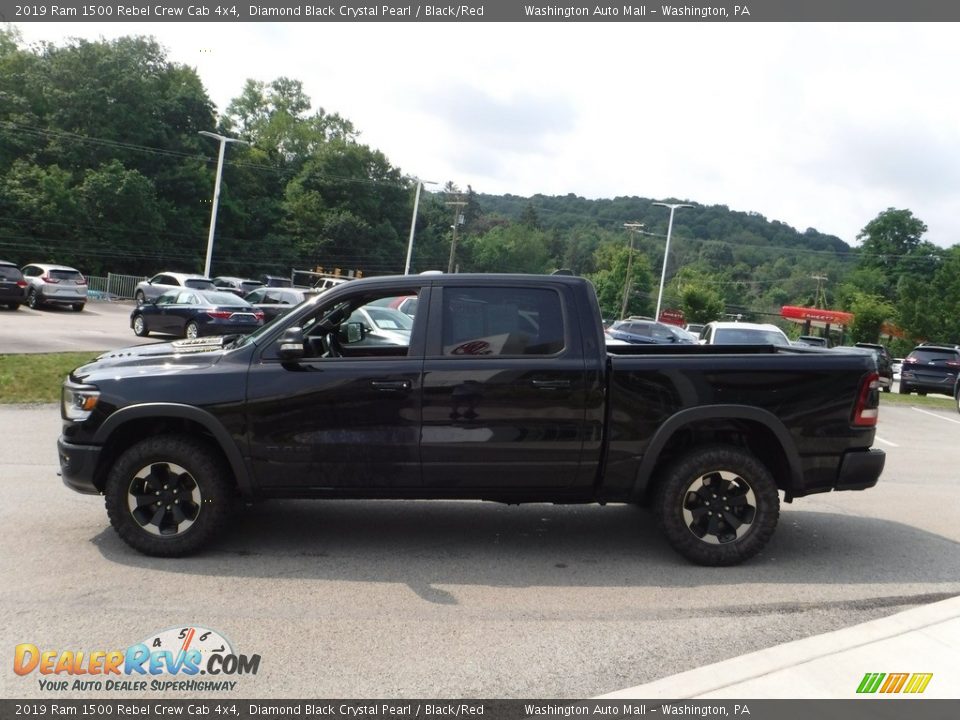 2019 Ram 1500 Rebel Crew Cab 4x4 Diamond Black Crystal Pearl / Black/Red Photo #12