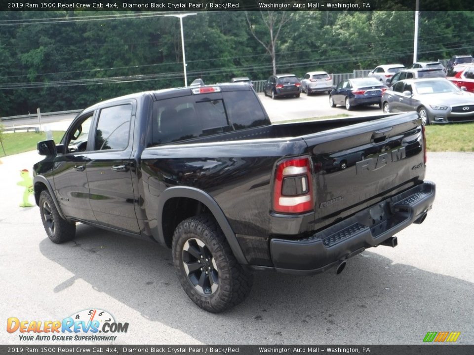 2019 Ram 1500 Rebel Crew Cab 4x4 Diamond Black Crystal Pearl / Black/Red Photo #13