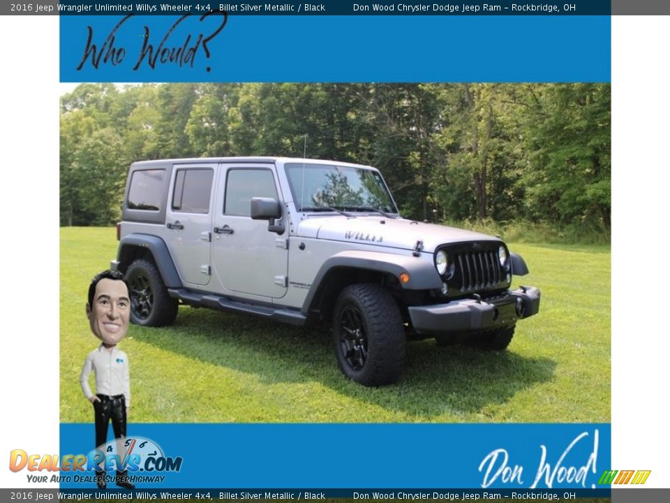 2016 Jeep Wrangler Unlimited Willys Wheeler 4x4 Billet Silver Metallic / Black Photo #1