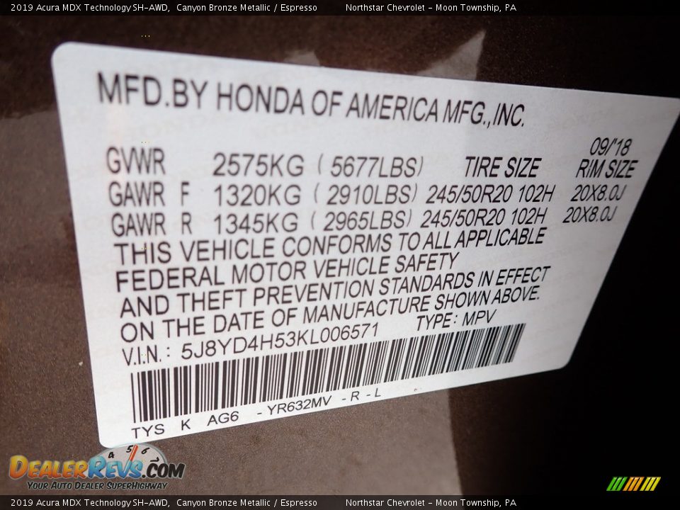 2019 Acura MDX Technology SH-AWD Canyon Bronze Metallic / Espresso Photo #28