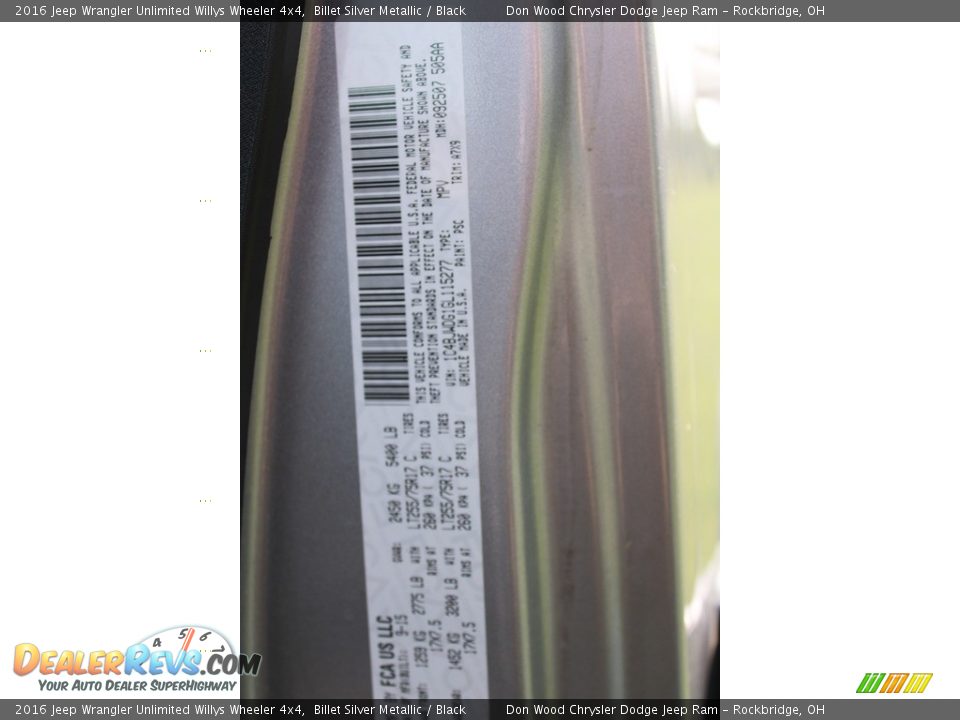 2016 Jeep Wrangler Unlimited Willys Wheeler 4x4 Billet Silver Metallic / Black Photo #36