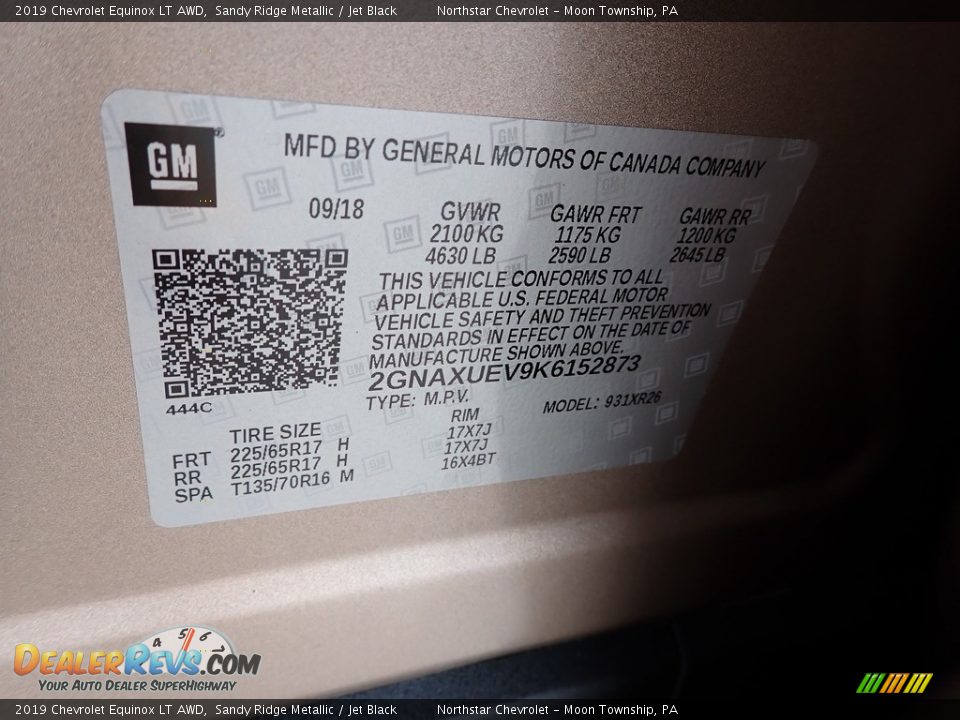 2019 Chevrolet Equinox LT AWD Sandy Ridge Metallic / Jet Black Photo #27