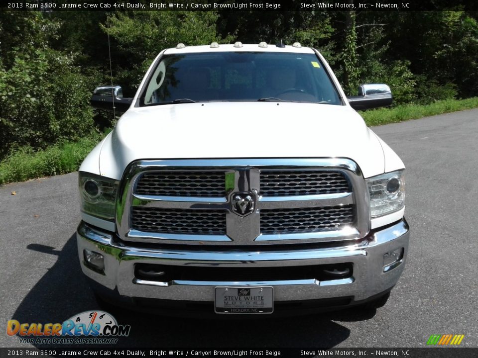 2013 Ram 3500 Laramie Crew Cab 4x4 Dually Bright White / Canyon Brown/Light Frost Beige Photo #3