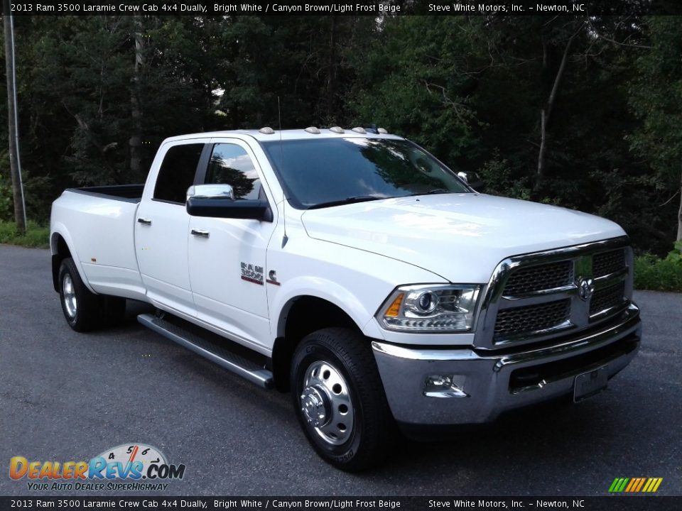 2013 Ram 3500 Laramie Crew Cab 4x4 Dually Bright White / Canyon Brown/Light Frost Beige Photo #4