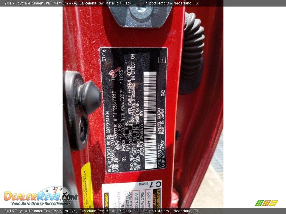 2016 Toyota 4Runner Trail Premium 4x4 Barcelona Red Metallic / Black Photo #26