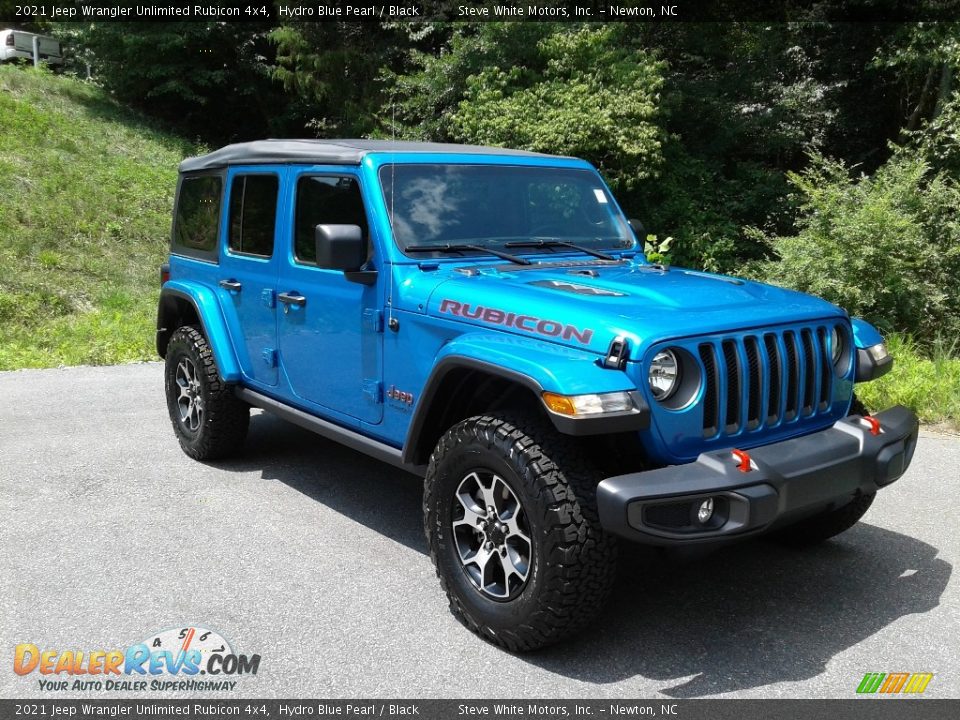 2021 Jeep Wrangler Unlimited Rubicon 4x4 Hydro Blue Pearl / Black Photo #4