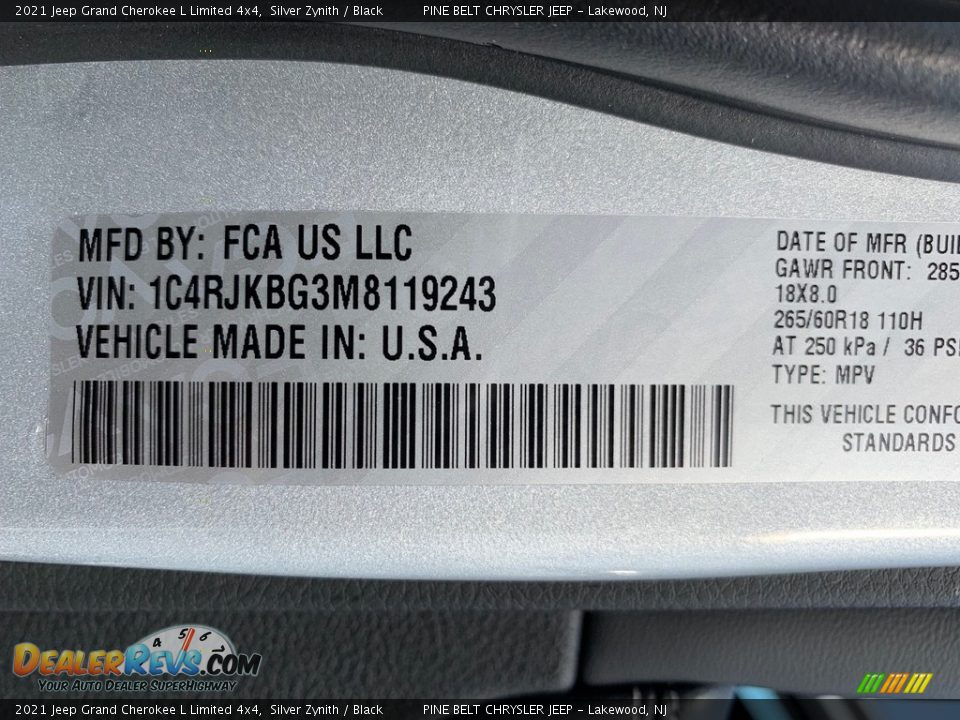 2021 Jeep Grand Cherokee L Limited 4x4 Silver Zynith / Black Photo #14