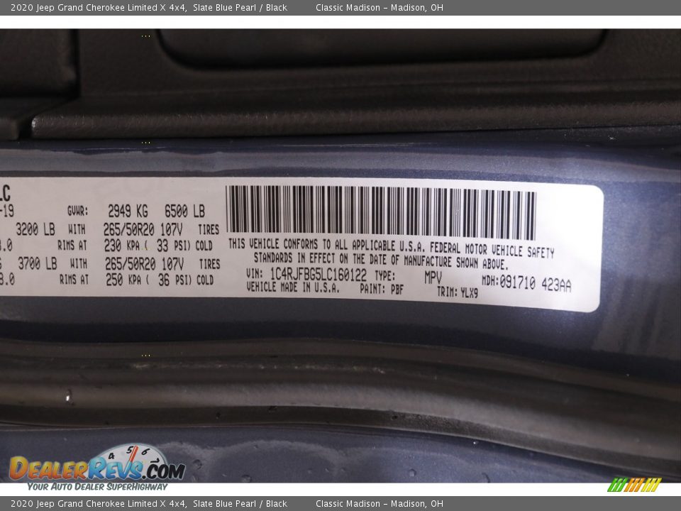 2020 Jeep Grand Cherokee Limited X 4x4 Slate Blue Pearl / Black Photo #25