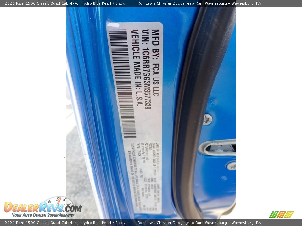 2021 Ram 1500 Classic Quad Cab 4x4 Hydro Blue Pearl / Black Photo #16