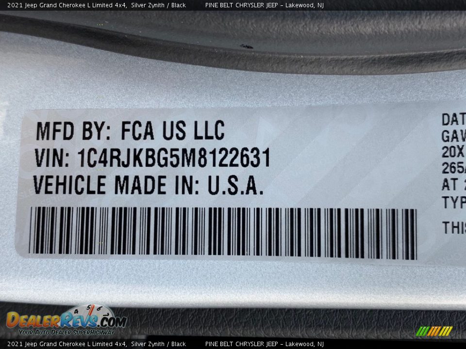 2021 Jeep Grand Cherokee L Limited 4x4 Silver Zynith / Black Photo #14