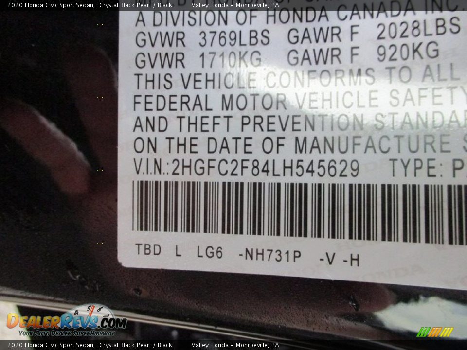 2020 Honda Civic Sport Sedan Crystal Black Pearl / Black Photo #19