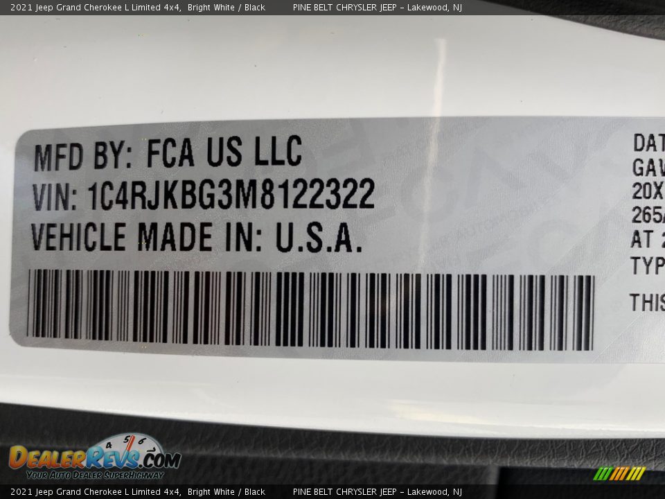 2021 Jeep Grand Cherokee L Limited 4x4 Bright White / Black Photo #14