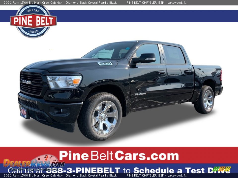 2021 Ram 1500 Big Horn Crew Cab 4x4 Diamond Black Crystal Pearl / Black Photo #1