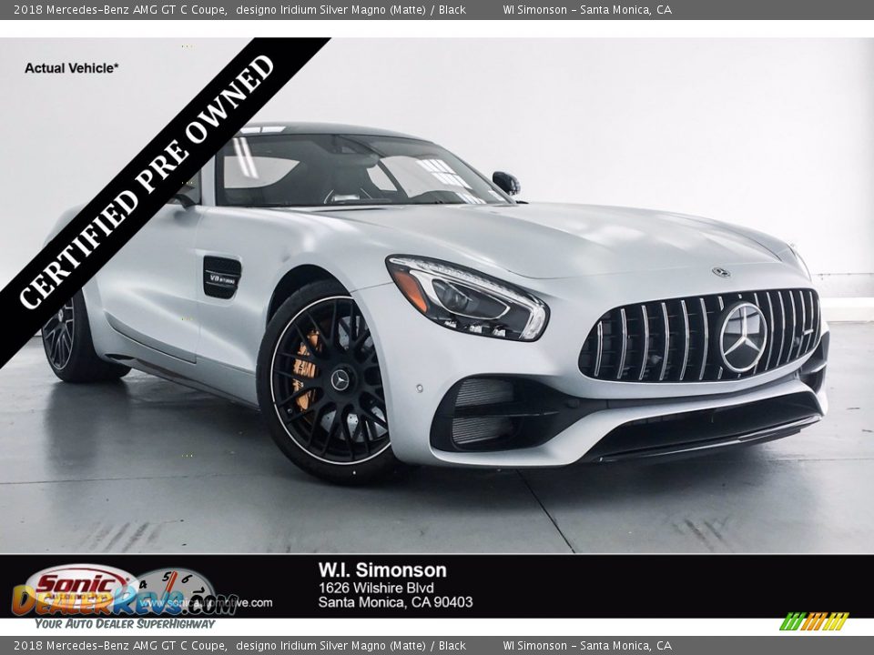 2018 Mercedes-Benz AMG GT C Coupe designo Iridium Silver Magno (Matte) / Black Photo #1