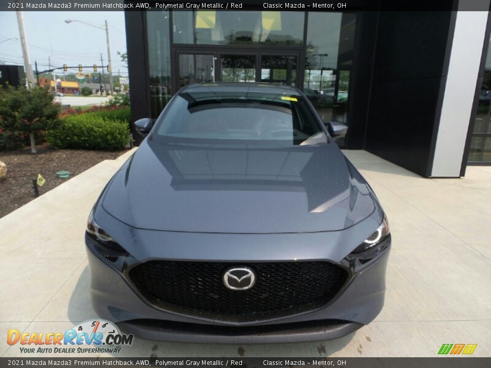 2021 Mazda Mazda3 Premium Hatchback AWD Polymetal Gray Metallic / Red Photo #2