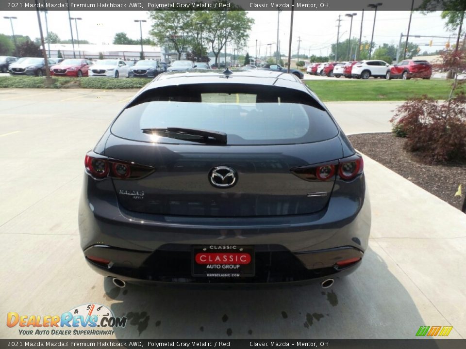 2021 Mazda Mazda3 Premium Hatchback AWD Polymetal Gray Metallic / Red Photo #5