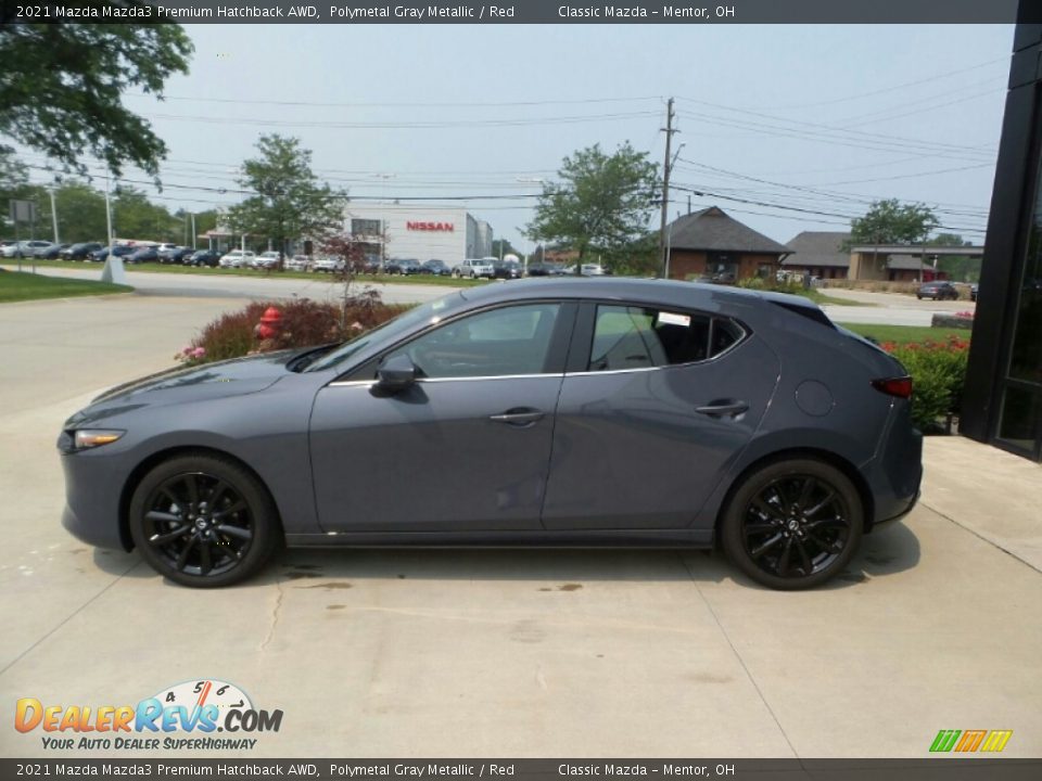 2021 Mazda Mazda3 Premium Hatchback AWD Polymetal Gray Metallic / Red Photo #6
