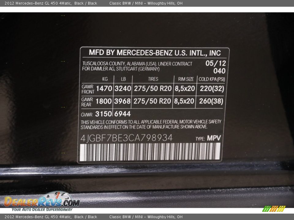 2012 Mercedes-Benz GL 450 4Matic Black / Black Photo #20