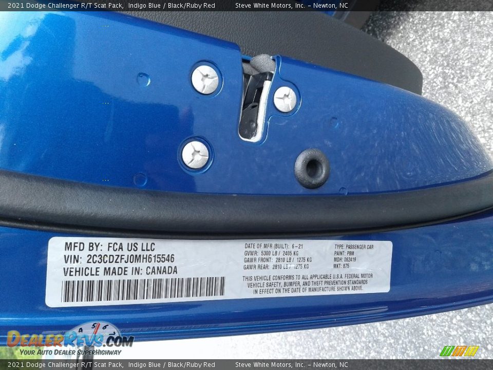 2021 Dodge Challenger R/T Scat Pack Indigo Blue / Black/Ruby Red Photo #27