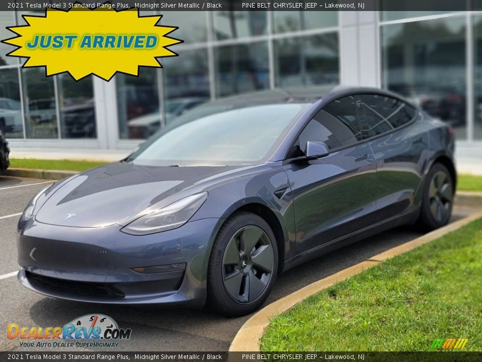 2021 Tesla Model 3 Standard Range Plus Midnight Silver Metallic / Black Photo #1