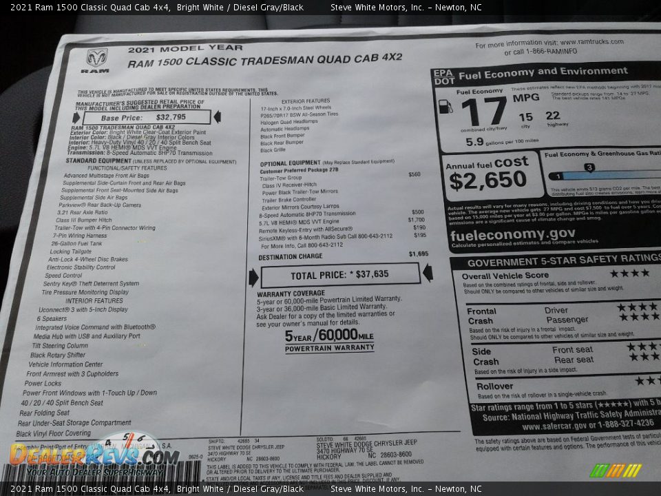 2021 Ram 1500 Classic Quad Cab 4x4 Bright White / Diesel Gray/Black Photo #22