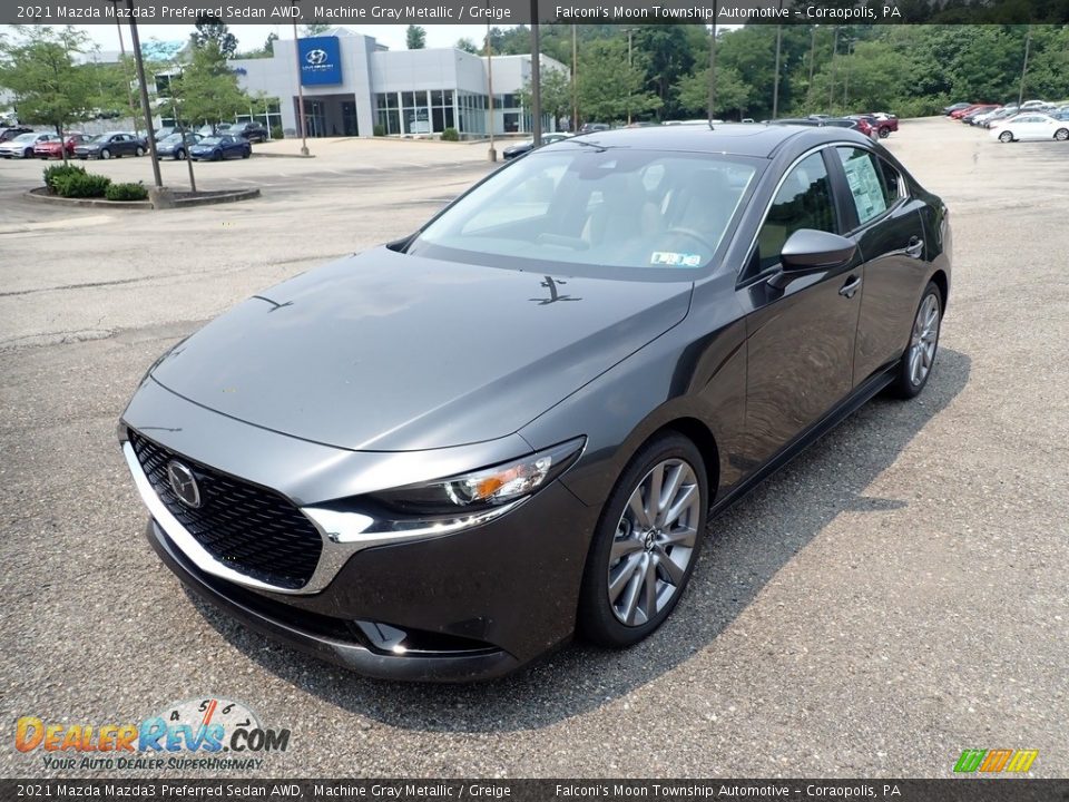 2021 Mazda Mazda3 Preferred Sedan AWD Machine Gray Metallic / Greige Photo #5