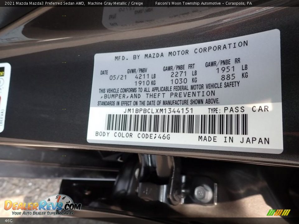 Mazda Color Code 46G Machine Gray Metallic