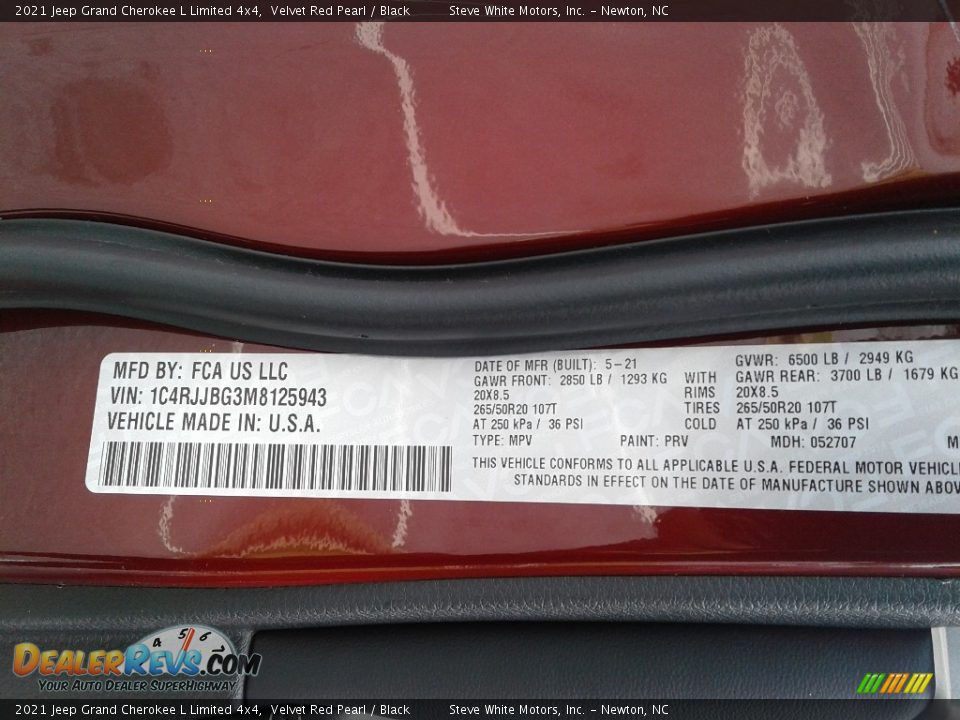 2021 Jeep Grand Cherokee L Limited 4x4 Velvet Red Pearl / Black Photo #27
