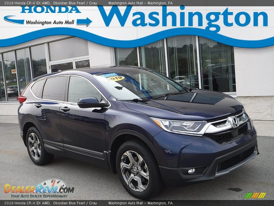 2019 Honda CR-V EX AWD Obsidian Blue Pearl / Gray Photo #1