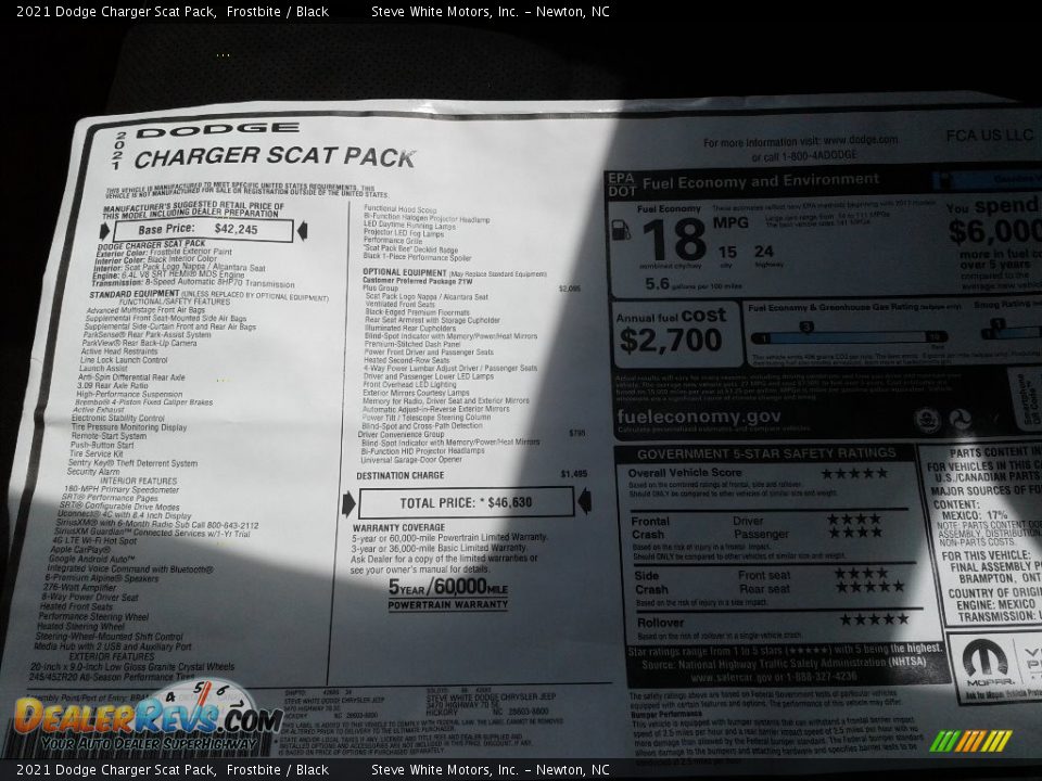 2021 Dodge Charger Scat Pack Frostbite / Black Photo #24