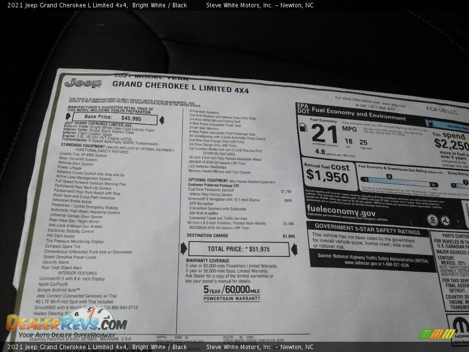 2021 Jeep Grand Cherokee L Limited 4x4 Bright White / Black Photo #27