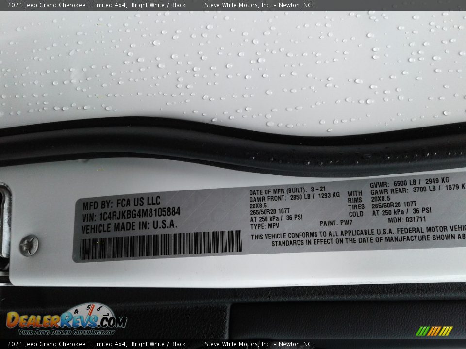 2021 Jeep Grand Cherokee L Limited 4x4 Bright White / Black Photo #29