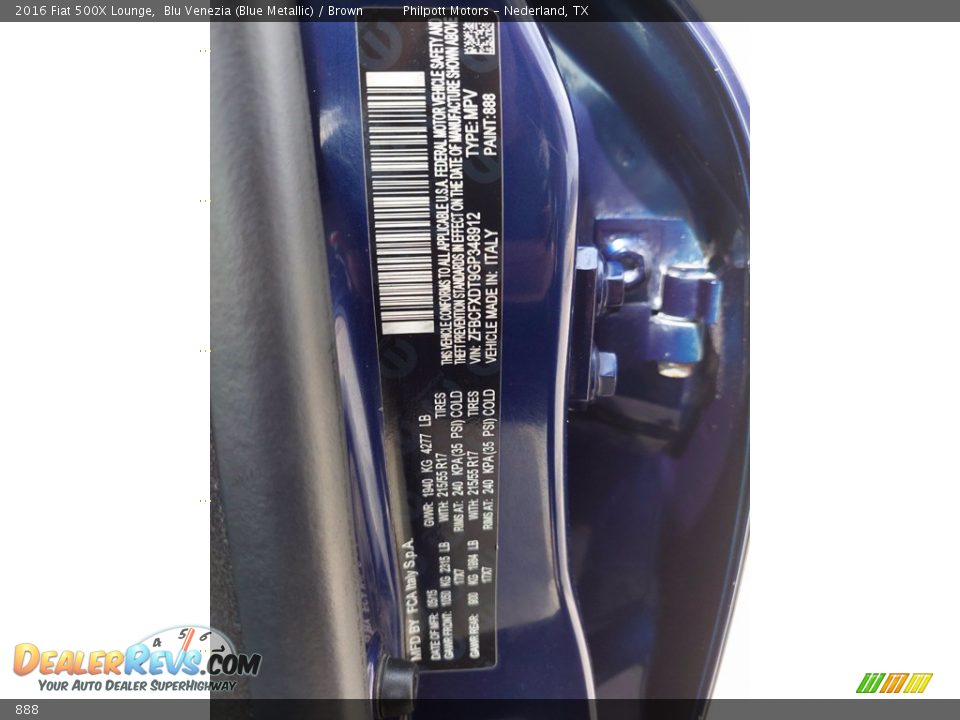 Fiat Color Code 888 Blu Venezia (Blue Metallic)