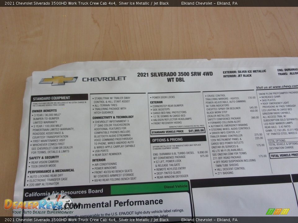 2021 Chevrolet Silverado 3500HD Work Truck Crew Cab 4x4 Silver Ice Metallic / Jet Black Photo #36