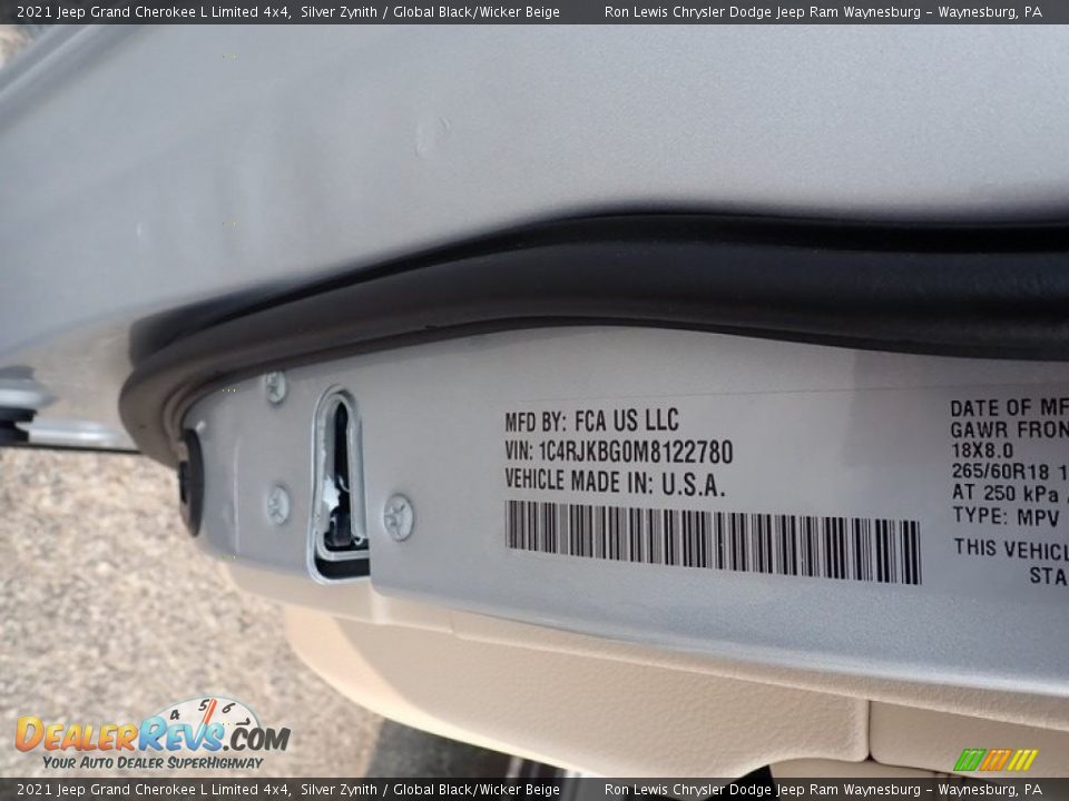 2021 Jeep Grand Cherokee L Limited 4x4 Silver Zynith / Global Black/Wicker Beige Photo #16