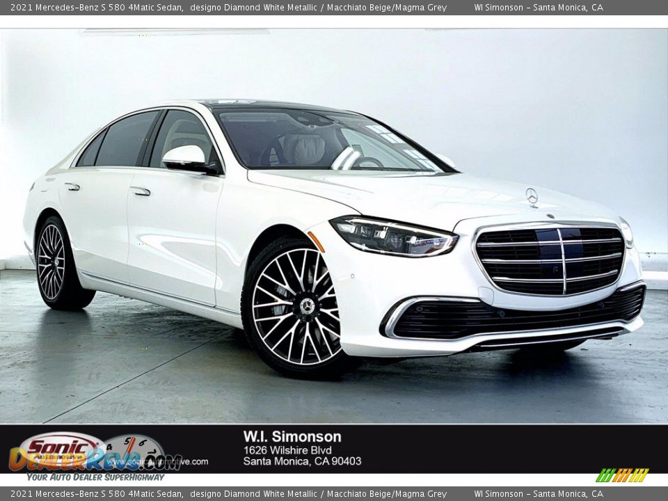 2021 Mercedes-Benz S 580 4Matic Sedan designo Diamond White Metallic / Macchiato Beige/Magma Grey Photo #1