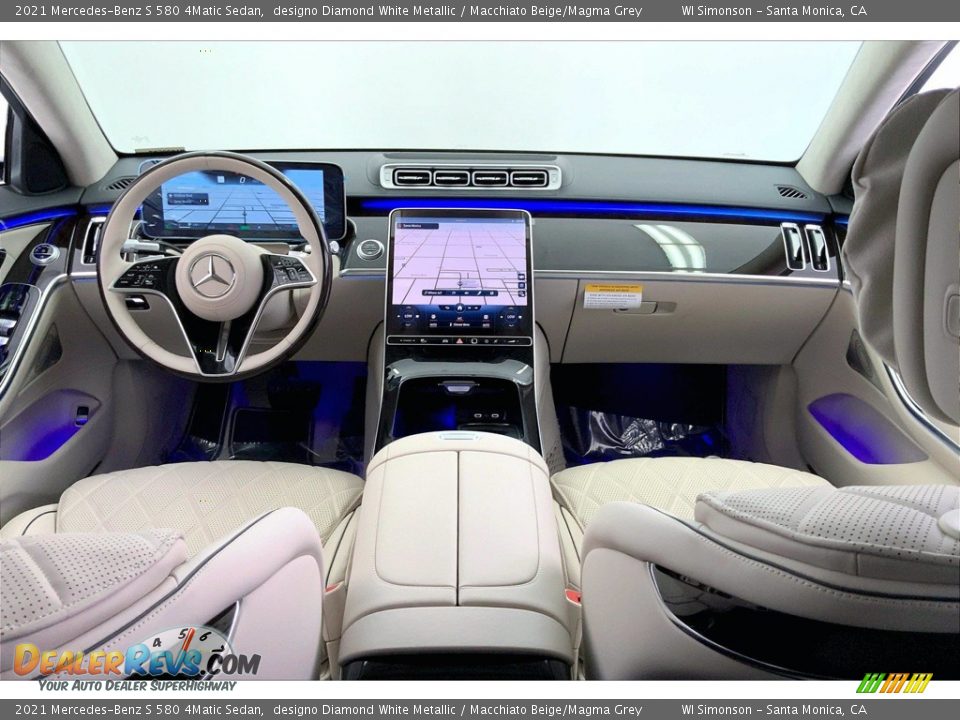 2021 Mercedes-Benz S 580 4Matic Sedan designo Diamond White Metallic / Macchiato Beige/Magma Grey Photo #6