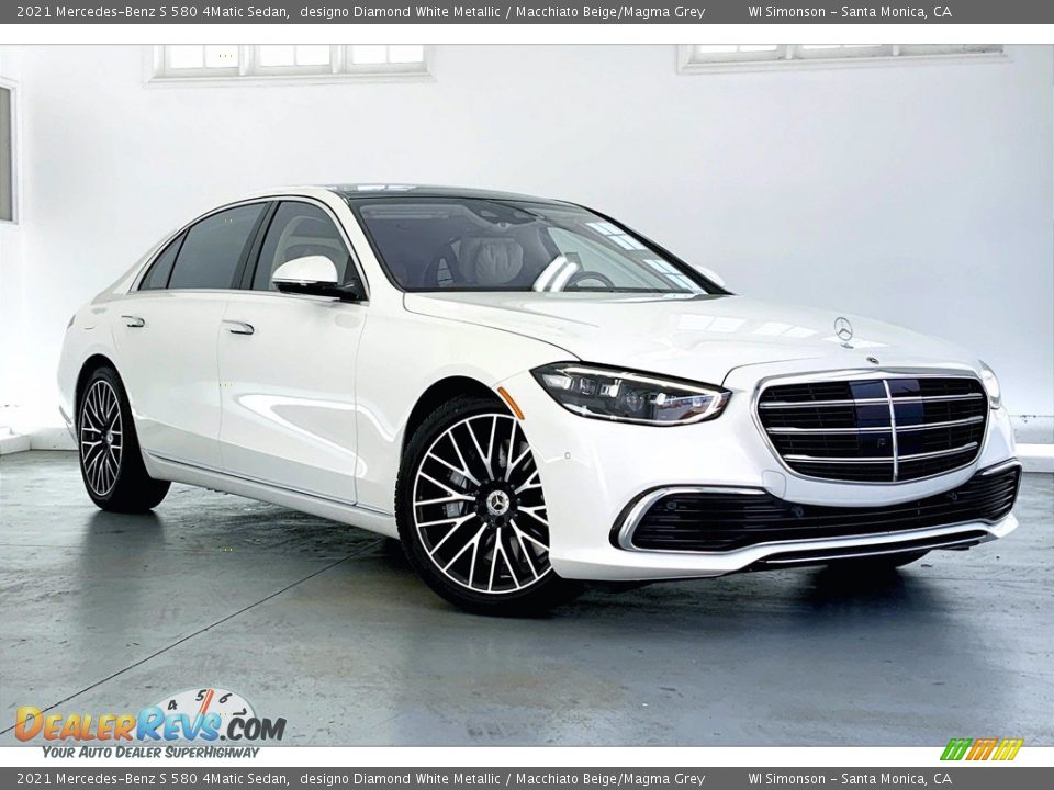 2021 Mercedes-Benz S 580 4Matic Sedan designo Diamond White Metallic / Macchiato Beige/Magma Grey Photo #12