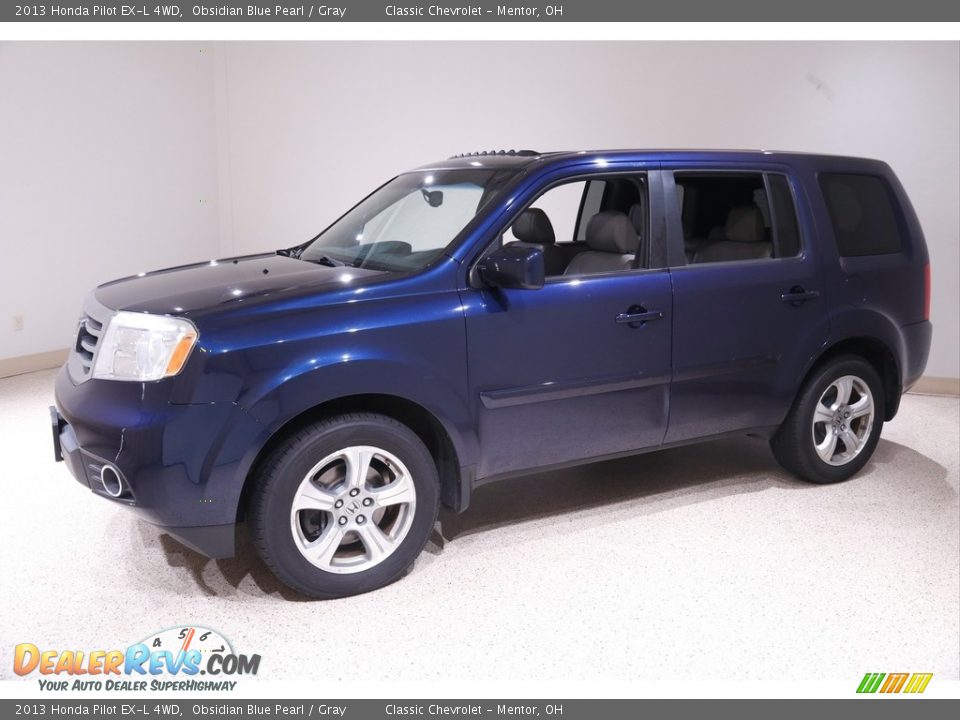 2013 Honda Pilot EX-L 4WD Obsidian Blue Pearl / Gray Photo #3