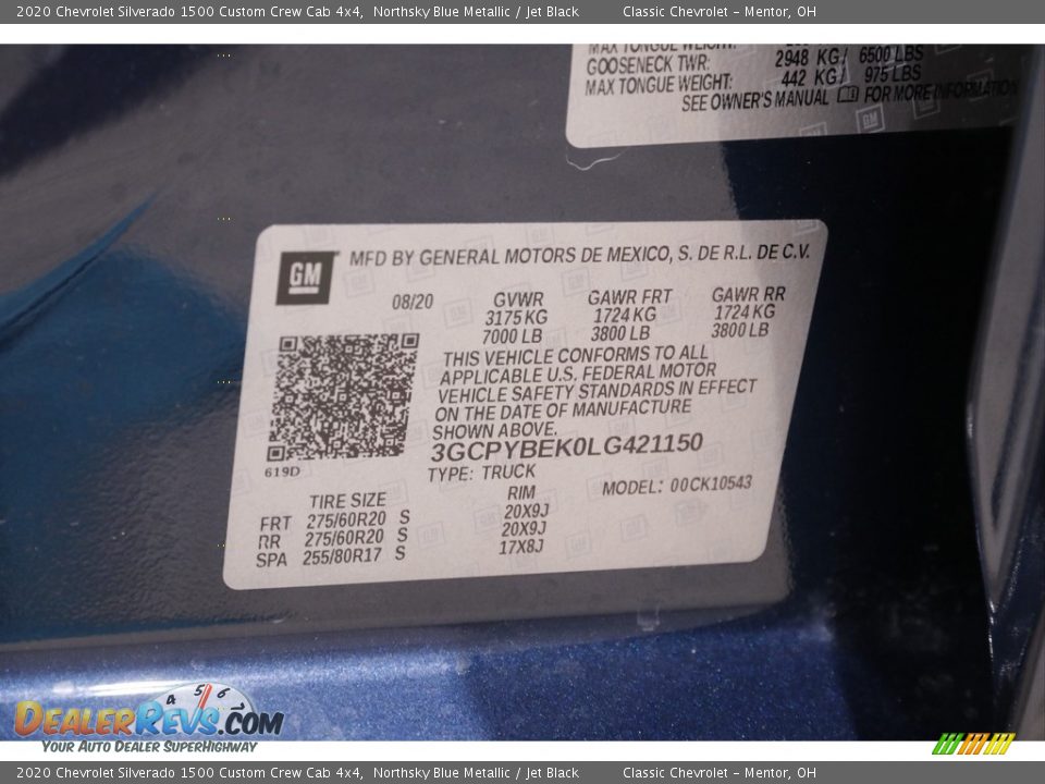 2020 Chevrolet Silverado 1500 Custom Crew Cab 4x4 Northsky Blue Metallic / Jet Black Photo #19
