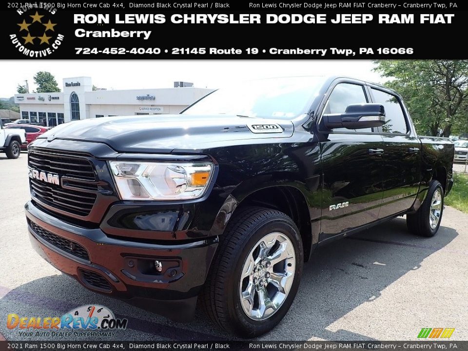 2021 Ram 1500 Big Horn Crew Cab 4x4 Diamond Black Crystal Pearl / Black Photo #1