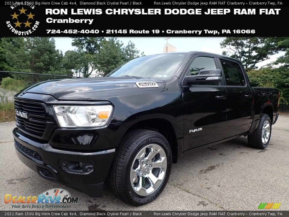 2021 Ram 1500 Big Horn Crew Cab 4x4 Diamond Black Crystal Pearl / Black Photo #1