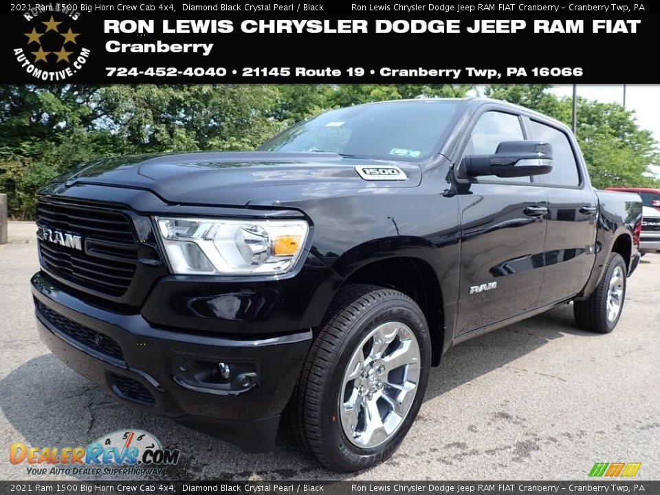 2021 Ram 1500 Big Horn Crew Cab 4x4 Diamond Black Crystal Pearl / Black Photo #1