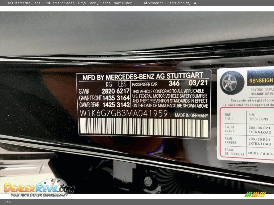 Mercedes-Benz Color Code 346 Onyx Black